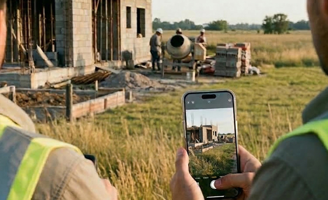 Obreros tomando fotografias